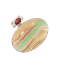 Fluorite & Garnet Solid 925 Sterling Silver Pendant