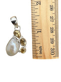 Pearl & Citrine Solid 925 Sterling Silver Pendant