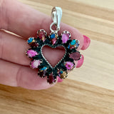 HEART Kingman Pink Dahlia Turquoise Solid 925 Sterling Silver Pendant