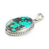 Tibetan Turquoise Solid 925 Sterling Silver Pendant