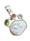Pearl Multi-Stone Solid 925 Sterling Silver Pendant