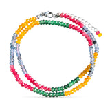 Red, Green , Yellow & Blue Onyx 4 mm Beaded Necklace
