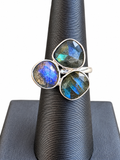 Labradorite triple faceted Solid 925 Sterling Silver Ring 7