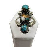 Kingman Turquoise & Spiny Oyster Solid 925 Sterling Silver Ring 10