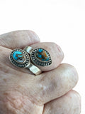 Kingman Turquoise & Spiny Oyster Solid 925 Sterling Silver Ring ADJ
