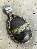 Black Jack Turquoise Solid 925 Sterling Silver Pendant
