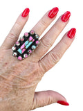 Kingman Cotton Candy Turquoise Solid 925 Sterling Silver Ring ADJ