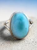 Caribbean Larimar Solid 925 Sterling Silver Ring 8