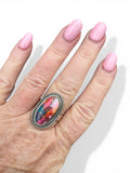 Kingman Pink Dahlia Turquoise Solid 925 Sterling Silver Ring 6