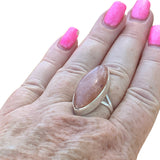 Peach Moonstone Solid 925 Sterling Silver Ring