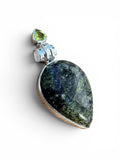 Star Galaxy Jasper & Peridot Solid 925 Sterling Silver Pendant