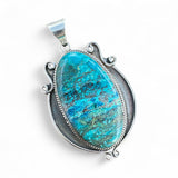 Chrysocolla Solid 925 Sterling Silver Pendant