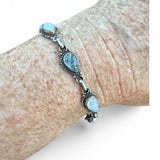 Aquamarine, Pearl & Moonstone Solid 925 Sterling Silver Bracelet