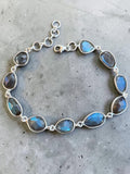 Labradorite faceted Solid 925 Sterling Silver Bracelet