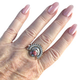 Kingman Pink Dahlia Turquoise Solid 925 Sterling Silver Ring 9