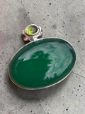 Green Onyx & Peridot Solid 925 Sterling Silver Pendant