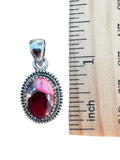 Kingman Red Rose Dahlia Solid 925 Sterling Silver Pendant