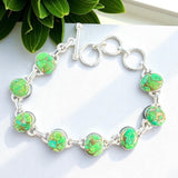 Kingman Green Mojave Turquoise Solid 925 Sterling Silver Bracelet