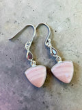 Pink Opal & Garnet Solid 925 Sterling Silver Earrings