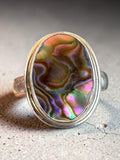 Abalone Solid 925 Sterling Silver Ring 6.5