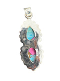 Kingman Cotton Candy Turquoise Solid 925 Sterling Silver Pendant