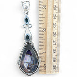 Kingman Violet Dahlia & Blue Topaz Solid 925 Sterling Silver Pendant