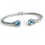 Blue Topaz Solid 925 Sterling Silver Cuff Bracelet