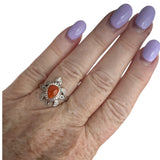 TURTLE Sponge Coral Solid 925 Sterling Silver Ring 8