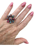 Flower Kingman Pink Dahlia Solid 925 Sterling Silver Ring ADJ