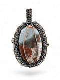 Red Rainbow Jasper Copper Wrapped Pendant