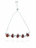 Rough Hessonite Garnet Bolo Solid 925 Sterling Silver Bracelet