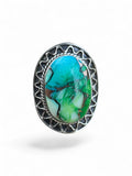 Kingman Peacock Dahlia Solid 925 Sterling Silver Ring 7