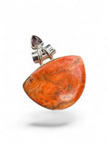 Sponge Coral & Garnet Solid 925 Sterling Silver Pendant