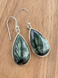 Seraphinite “Angel Stone” Solid 925 Sterling Silver Earrings