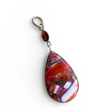 Kingman Pink Dahlia Turquoise & Garnet Solid 925 Sterling Silver Pendant