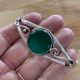 Green Onyx Solid 925 Sterling Silver Cuff Bracelet