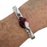 Kingman Red Rose Dahlia Solid 925 Sterling Silver Cuff Bracelet