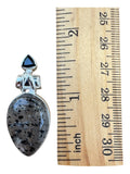 Hematite in Quartz & Onyx Solid 925 Sterling Silver Pendant