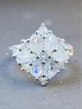 Faceted Rainbow Moonstone Solid 925 Sterling Silver Ring 6