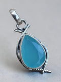 Blue Chalcedony Solid 925 Sterling Silver Pendant