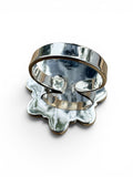 Flower Kingman Turquoise Solid 925 Sterling Silver Ring ADJ