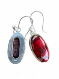 Kingman Red Rose Dahlia Solid 925 Sterling Silver Earrings