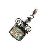 Variscite & Green Onyx Solid 925 Sterling Silver Pendant