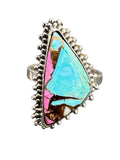 Kingman Cotton Candy Turquoise Solid 925 Sterling Silver Ring 8