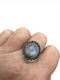Rainbow Moonstone Solid 925 Sterling Silver Ring 9
