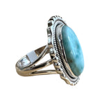 Caribbean Larimar Solid 925 Sterling Silver Ring 10