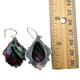 Faceted Ruby Zoisite Solid 925 Sterling Silver Earrings