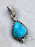 White Water Turquoise Solid 925 Sterling Silver Pendant