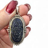 Carved Labradorite Solid 925 Sterling Silver Pendant