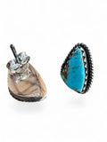 Number 8 Turquoise Solid 925 Sterling Silver stud Earrings